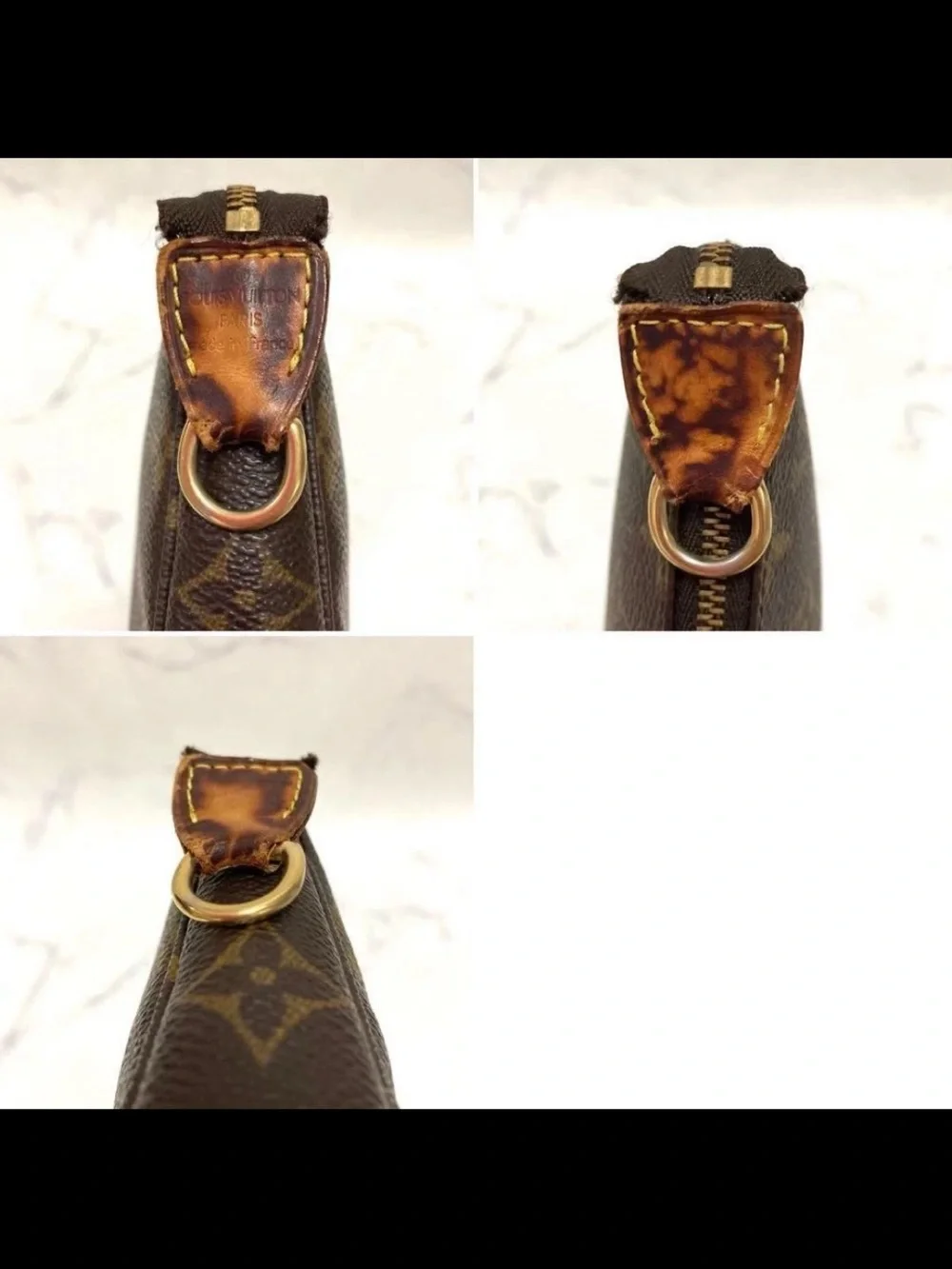 Louis Vuitton Brown Monogram Crossbody Pochette with Red-Trim Strap
